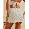 imageMilumia Women Crochet Beach Mini Skirt Swim Bikini Cover Up Skirt Knit Swimsuit Bathing Suit CoverupApricot Solid