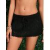 imageMilumia Women Crochet Beach Mini Skirt Swim Bikini Cover Up Skirt Knit Swimsuit Bathing Suit CoverupBlack