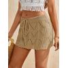 imageMilumia Women Crochet Beach Mini Skirt Swim Bikini Cover Up Skirt Knit Swimsuit Bathing Suit CoverupBrown