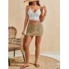 imageMilumia Women Crochet Beach Mini Skirt Swim Bikini Cover Up Skirt Knit Swimsuit Bathing Suit CoverupBrown