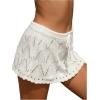 imageMilumia Women Crochet Beach Mini Skirt Swim Bikini Cover Up Skirt Knit Swimsuit Bathing Suit CoverupWhite