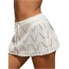 imageMilumia Women Crochet Beach Mini Skirt Swim Bikini Cover Up Skirt Knit Swimsuit Bathing Suit CoverupWhite