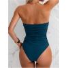 imageMilumia Women Strapless Bathing Suits Ruched Halter Bandeau One Piece SwimsuitDark Green