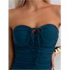 imageMilumia Women Strapless Bathing Suits Ruched Halter Bandeau One Piece SwimsuitDark Green