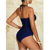 imageMilumia Women Strapless Bathing Suits Ruched Halter Bandeau One Piece SwimsuitDeep Blue