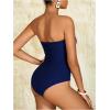 imageMilumia Women Strapless Bathing Suits Ruched Halter Bandeau One Piece SwimsuitDeep Blue