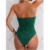 imageMilumia Women Strapless Bathing Suits Ruched Halter Bandeau One Piece SwimsuitGreen