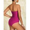 imageMilumia Women Strapless Bathing Suits Ruched Halter Bandeau One Piece SwimsuitHot Pink