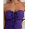imageMilumia Women Strapless Bathing Suits Ruched Halter Bandeau One Piece SwimsuitPurple