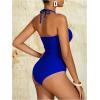 imageMilumia Women Strapless Bathing Suits Ruched Halter Bandeau One Piece SwimsuitRoyal Blue