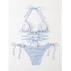imageMilumia Women Two Piece Heart Ring Linked Bikini Set Lace Up Tie Halter SwimsuitB Light Blue
