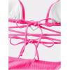 imageMilumia Women Two Piece Heart Ring Linked Bikini Set Lace Up Tie Halter SwimsuitHot Pink