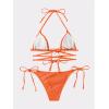 imageMilumia Women Two Piece Heart Ring Linked Bikini Set Lace Up Tie Halter SwimsuitOrange
