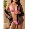 imageMilumia Women Two Piece Heart Ring Linked Bikini Set Lace Up Tie Halter SwimsuitPink