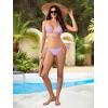 imageMilumia Women Two Piece Heart Ring Linked Bikini Set Lace Up Tie Halter SwimsuitPurple