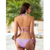 imageMilumia Women Two Piece Heart Ring Linked Bikini Set Lace Up Tie Halter SwimsuitPurple