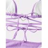 imageMilumia Women Two Piece Heart Ring Linked Bikini Set Lace Up Tie Halter SwimsuitPurple