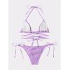 imageMilumia Women Two Piece Heart Ring Linked Bikini Set Lace Up Tie Halter SwimsuitPurple