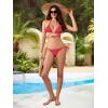 imageMilumia Women Two Piece Heart Ring Linked Bikini Set Lace Up Tie Halter SwimsuitRose Red
