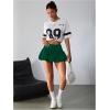 imageMilumia Women Y2K Bubble Mini Skirt High Waist Ruffle Hem Summer A Line Short SkirtsDark Green
