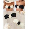 imageMilumia Womens 2 Pack Bandeau Bikini Top 3D Flower Strapless Bathing Suit Tops SwimwearBlack and White
