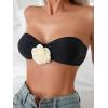 imageMilumia Womens 2 Pack Bandeau Bikini Top 3D Flower Strapless Bathing Suit Tops SwimwearBlack and White