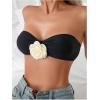 imageMilumia Womens 2 Pack Bandeau Bikini Top 3D Flower Strapless Bathing Suit Tops SwimwearGreen