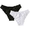 imageMilumia Womens 2 Pack Bikini Bottoms Ruched Frill Trim Swim Panty Swimwear BottomsBlack and White