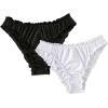 imageMilumia Womens 2 Pack Bikini Bottoms Ruched Frill Trim Swim Panty Swimwear BottomsBlack and White