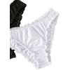 imageMilumia Womens 2 Pack Bikini Bottoms Ruched Frill Trim Swim Panty Swimwear BottomsBlack and White