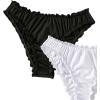 imageMilumia Womens 2 Pack Bikini Bottoms Ruched Frill Trim Swim Panty Swimwear BottomsBlack and White