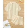 imageMilumia Womens 2 Piece Cover Ups Set Short Sleeve Open Front Kimono Swimsuit Coverup with ShortsApricot