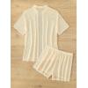 imageMilumia Womens 2 Piece Cover Ups Set Short Sleeve Open Front Kimono Swimsuit Coverup with ShortsApricot