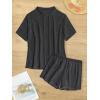 imageMilumia Womens 2 Piece Cover Ups Set Short Sleeve Open Front Kimono Swimsuit Coverup with ShortsBlack