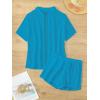 imageMilumia Womens 2 Piece Cover Ups Set Short Sleeve Open Front Kimono Swimsuit Coverup with ShortsBlue