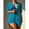 imageMilumia Womens 2 Piece Cover Ups Set Short Sleeve Open Front Kimono Swimsuit Coverup with ShortsBlue