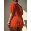 imageMilumia Womens 2 Piece Cover Ups Set Short Sleeve Open Front Kimono Swimsuit Coverup with ShortsBurnt Orange