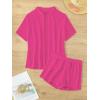 imageMilumia Womens 2 Piece Cover Ups Set Short Sleeve Open Front Kimono Swimsuit Coverup with ShortsHot Pink
