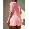 imageMilumia Womens 2 Piece Cover Ups Set Short Sleeve Open Front Kimono Swimsuit Coverup with ShortsPink