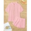 imageMilumia Womens 2 Piece Cover Ups Set Short Sleeve Open Front Kimono Swimsuit Coverup with ShortsPink
