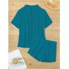 imageMilumia Womens 2 Piece Cover Ups Set Short Sleeve Open Front Kimono Swimsuit Coverup with ShortsTeal Blue