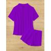 imageMilumia Womens 2 Piece Cover Ups Set Short Sleeve Open Front Kimono Swimsuit Coverup with ShortsViolet Purple