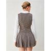 imageMilumia Womens 2 Piece Outfit Plaid Vest Blazer and Pleated Skirt Suit SetsGrey