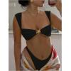 imageMilumia Womens Bikini Sets Two Piece Swimsuit Wide Strap Tie Back High Cut Starfish Bathing SuitBlack