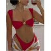 imageMilumia Womens Bikini Sets Two Piece Swimsuit Wide Strap Tie Back High Cut Starfish Bathing SuitRed