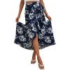 imageMilumia Womens Boho Floral Print Knot Side Split Wrap Flowy High Waisted Long Maxi SkirtBlue
