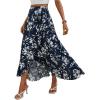 imageMilumia Womens Boho Floral Print Knot Side Split Wrap Flowy High Waisted Long Maxi SkirtBlue