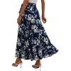 imageMilumia Womens Boho Floral Print Knot Side Split Wrap Flowy High Waisted Long Maxi SkirtBlue