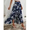 imageMilumia Womens Boho Floral Print Knot Side Split Wrap Flowy High Waisted Long Maxi SkirtBlue