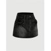 imageMilumia Womens Bow Knot Front Bodycon Denim Jean Mini Skirt with PocketBlack